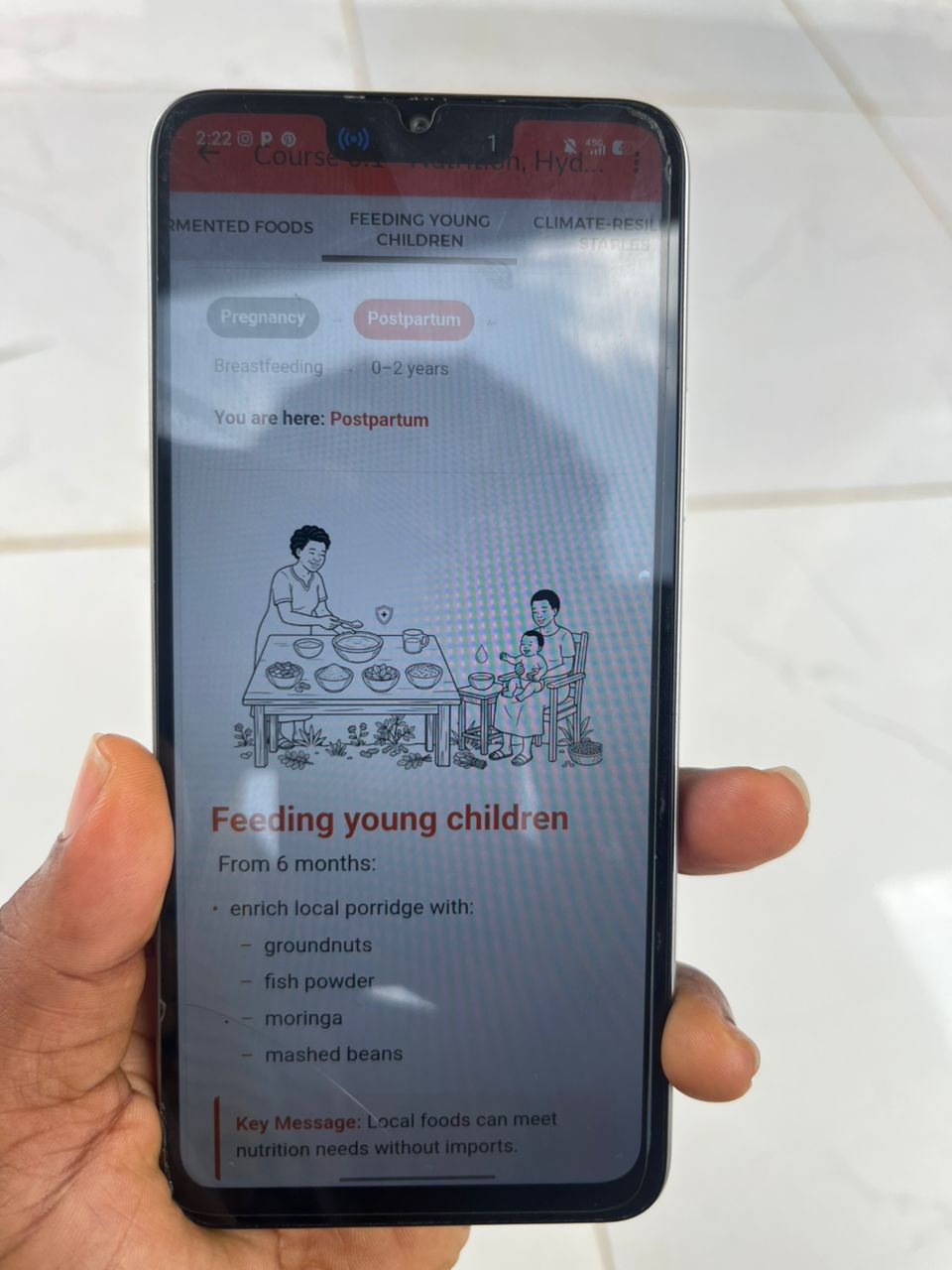 Program mobile interface – Feeding young children